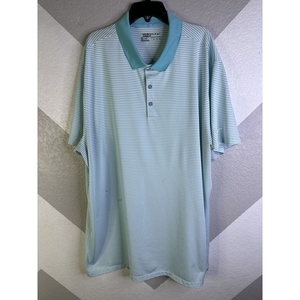 Nike Golf Victory Men's Mini Stripe Short Sleeve Polo Aqua Blue 2XL 725520-432